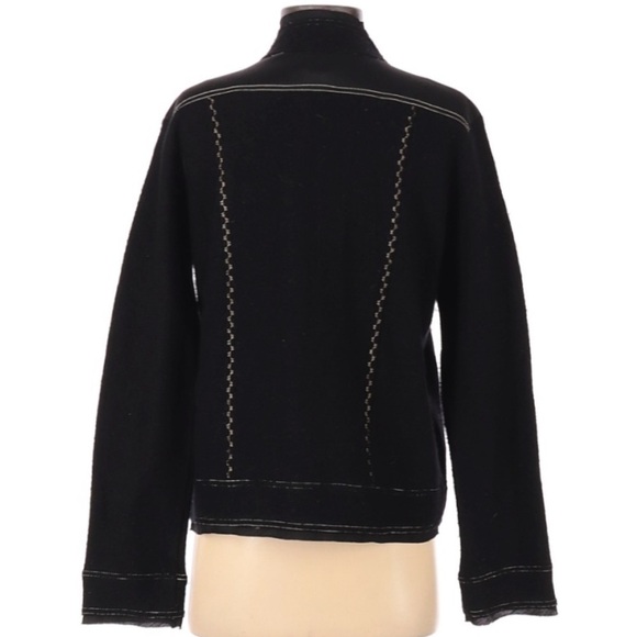 Chico’s black thin wool button up jacket vanity size 0/ US Small - Picture 2 of 8